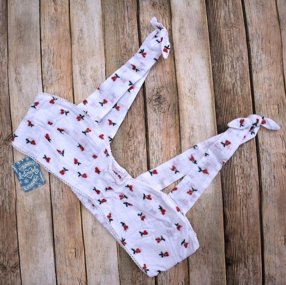 CCO! Free People Britt Cherry Embroidered Tie Strap Bralette White XS - Picture 2 of 8